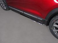 Mazda CX-9 (17–) Пороги овальные гнутые с накладкой 75х42 мм