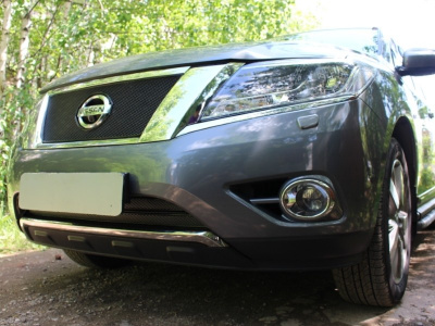 Nissan Pathfinder (14–) Защита радиатора Premium, чёрная, верх